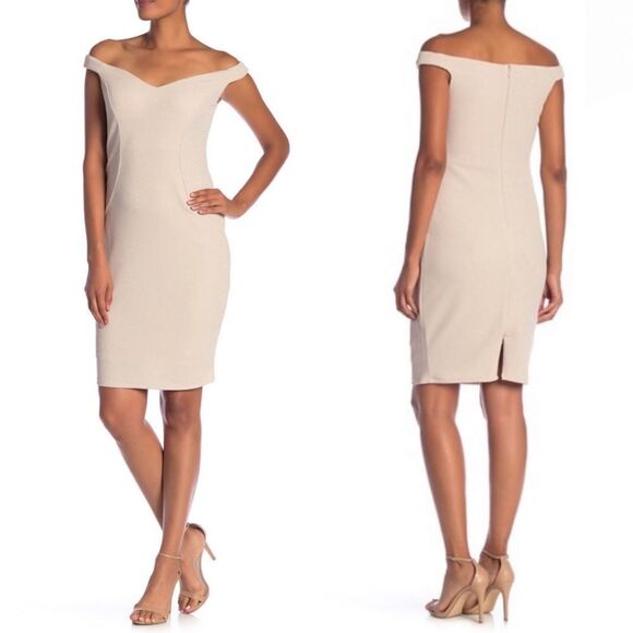 MARINA Dresses & Skirts - Marina Off-the-Shoulder Glitter Bodycon Dress NWT 10